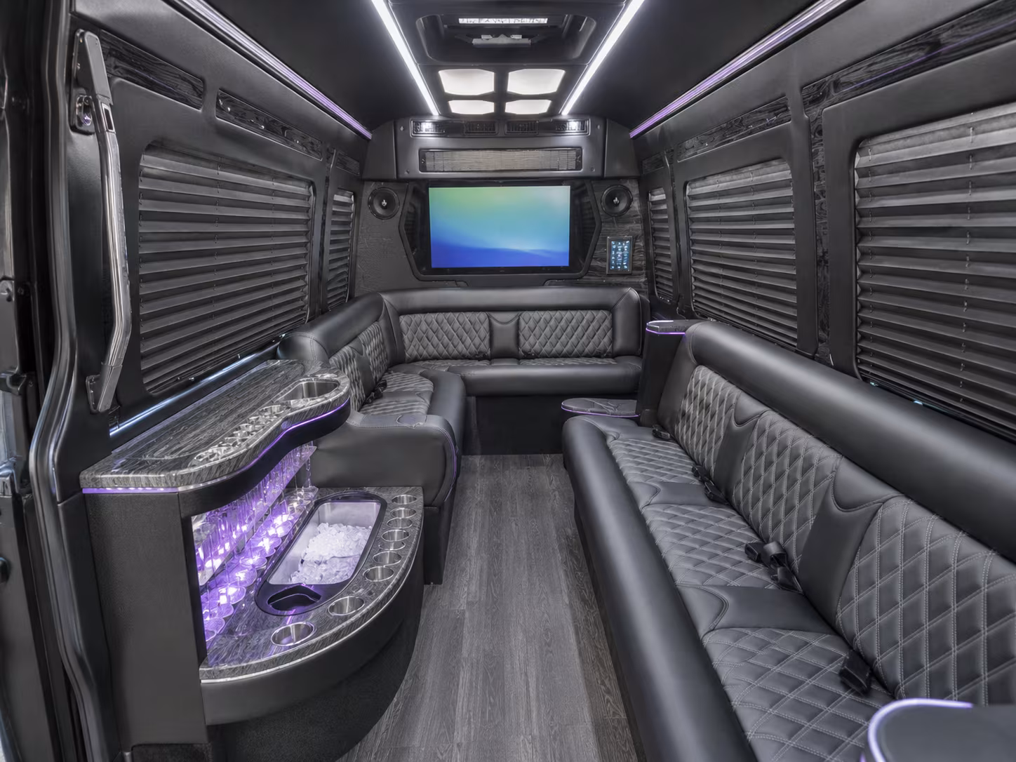 longmont 18 passenger party bus interior