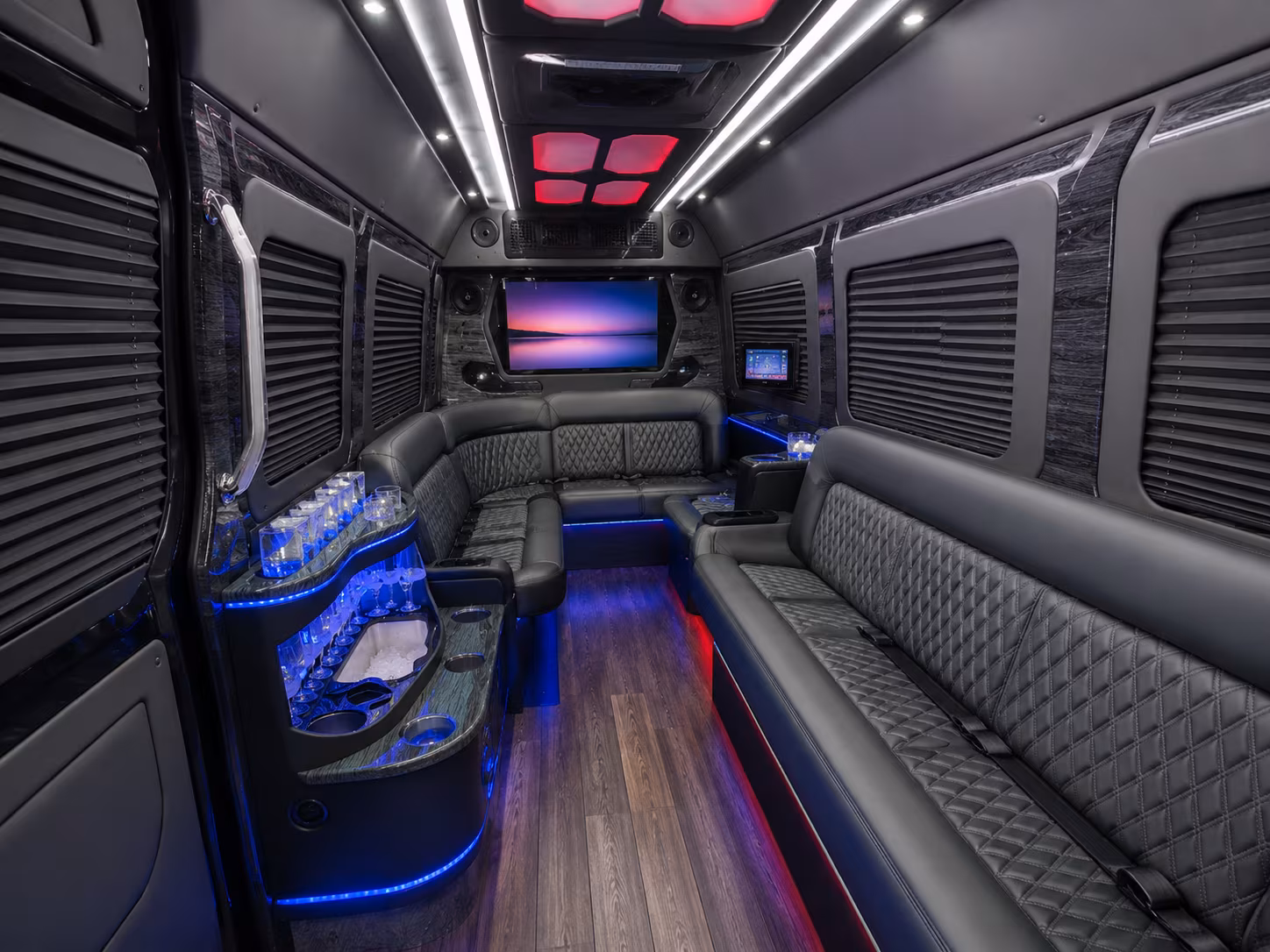 longmont 25 passenger party bus inside