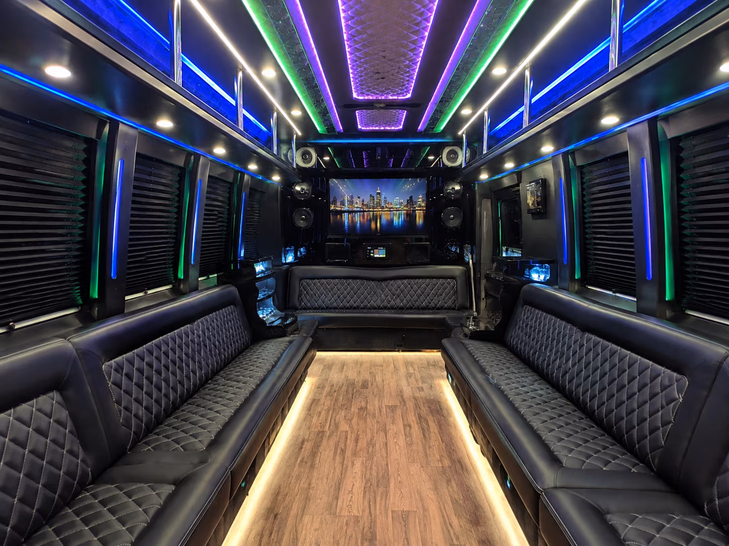 longmont 25 passenger party bus interior