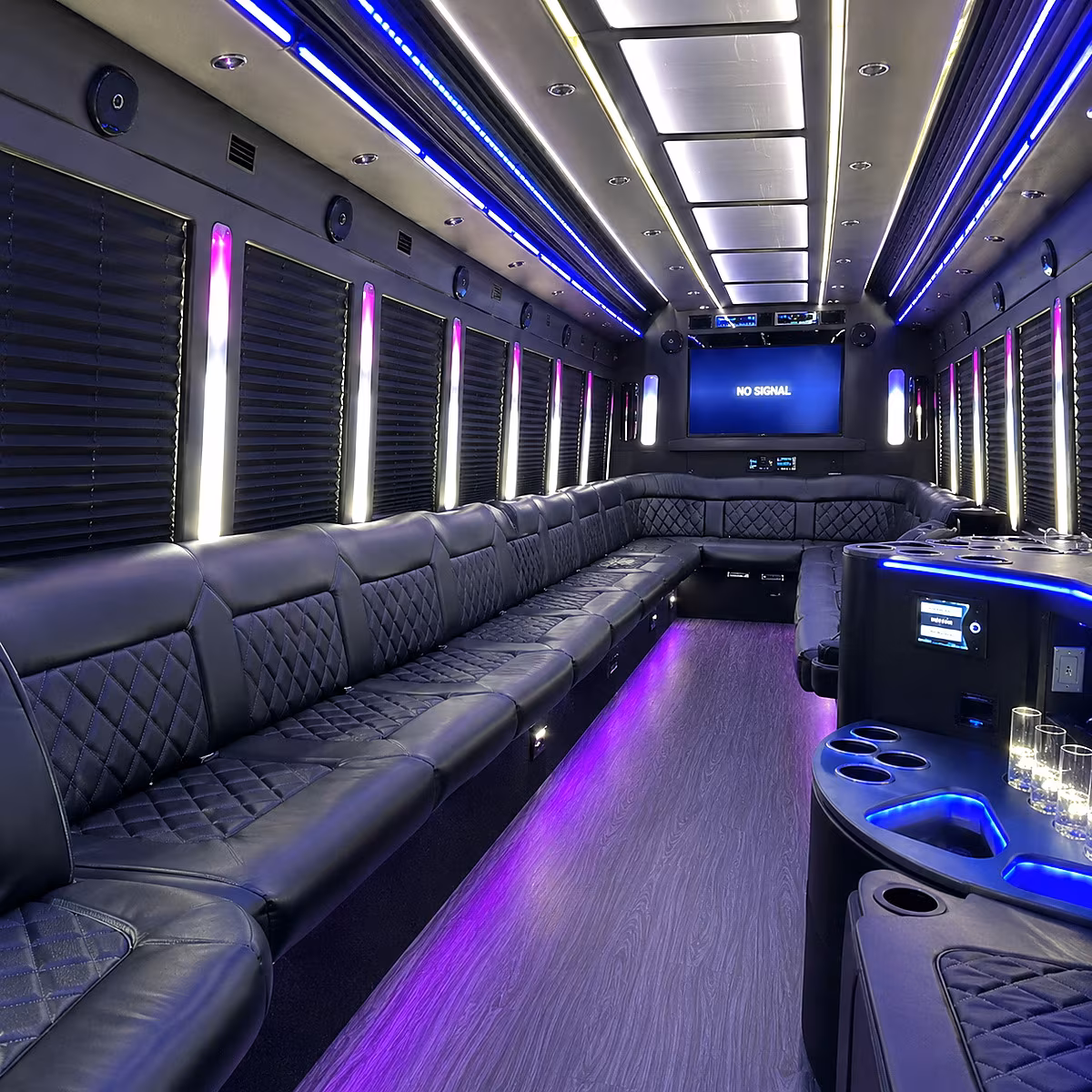 longmont 30 passenger party bus inside