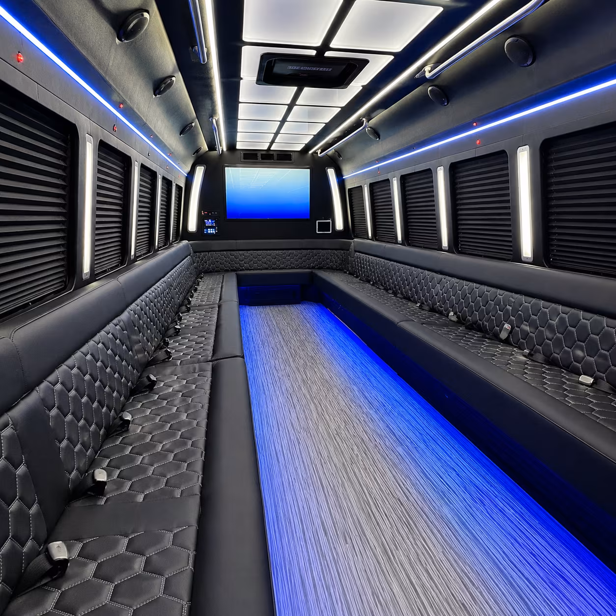 longmont 50 passenger party bus inside